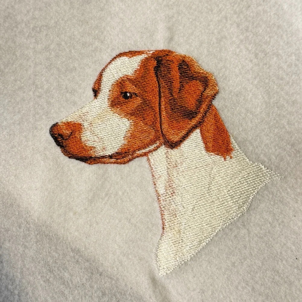 VTG Brittany Spaniel Dog Breed Head Portrait Sew On Handmade Embroidery